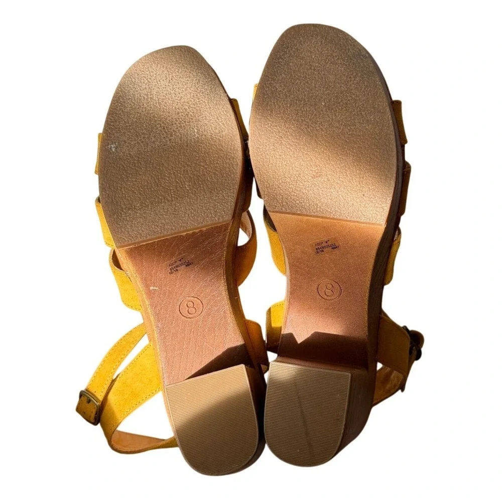 American Eagle Platform Sandals Strappy 8 Mustard Yellow Womens Boho Retro